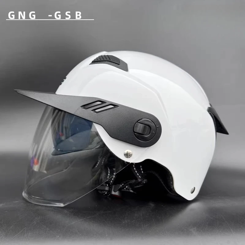 

GSB Helmet GNG Half Helmet Unisex Sun Protection Summer Double Lens Helmet with Brim Rain Protection cascos para moto