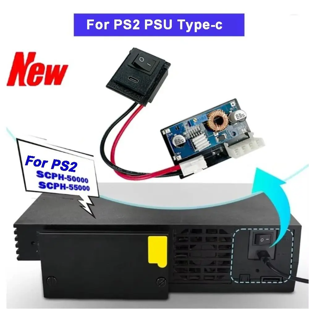 Replacement Power Board Mod PD 3.0 Support Type C Interface PSU Module Power Supply Board for PS2-5W Video Game Parts