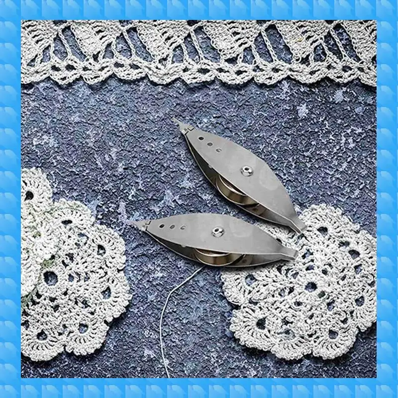 ETRT 6Pcs Silver Metal Tatting-Shuttle Kit For Beginners With Bobbin Supplies, Premium Iron Needle-Shuttles