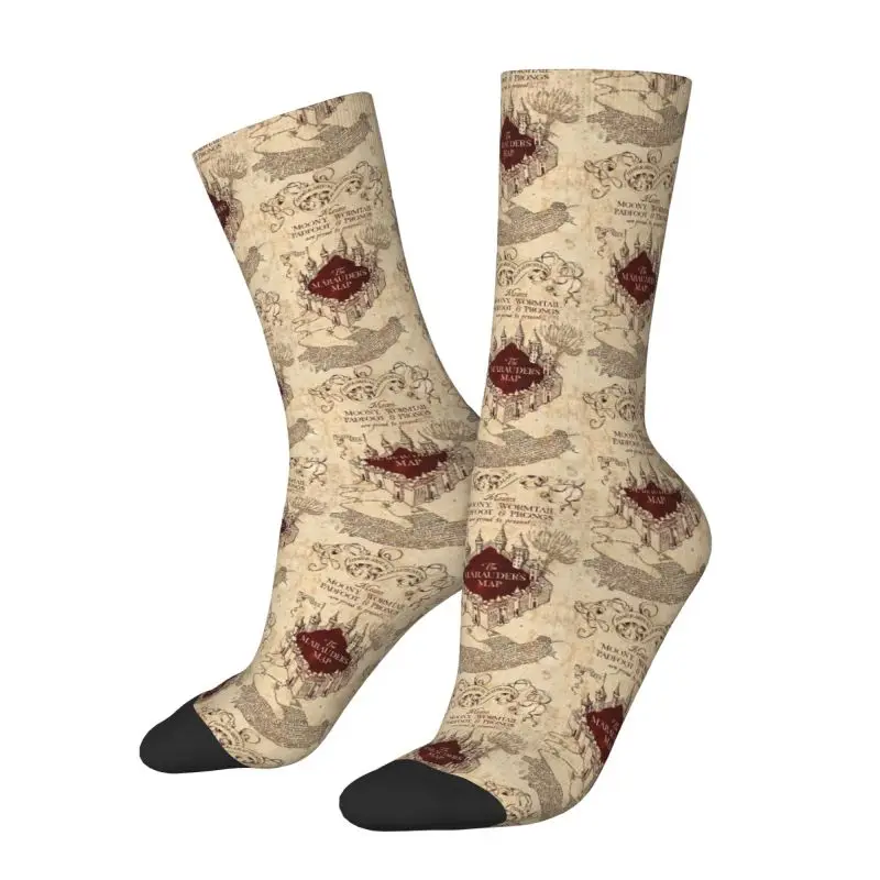 Harajuku Marauders Magic Map Socks Women Men Warm 3D Printed Potters Football Sports Socks