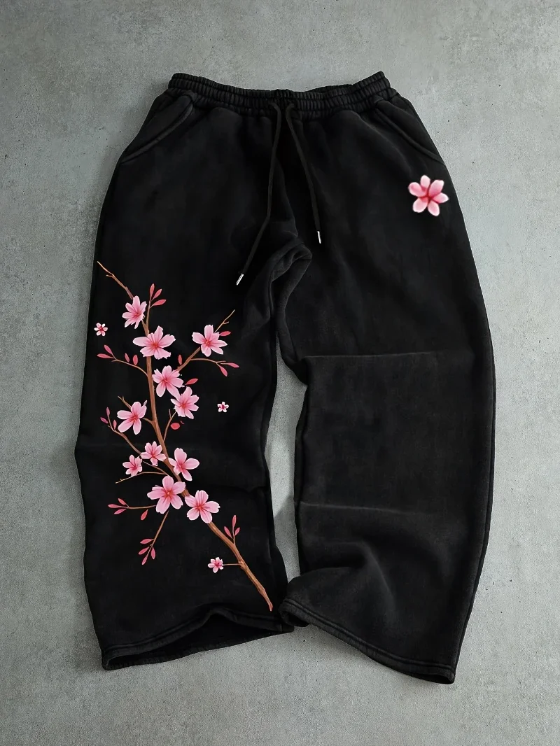 Men's Casual Athletic Pants Cherry Blossom Print Sweatpants; Versatile Men's Trousers for All-Season Casual Wear  men clothing