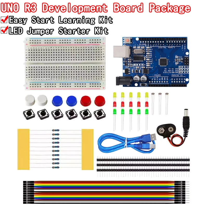 Starter Kit untuk UNO R3 Mini Breadboard LED Jumper kawat tombol untuk Arduino Diy Kit Sekolah Pendidikan Lab