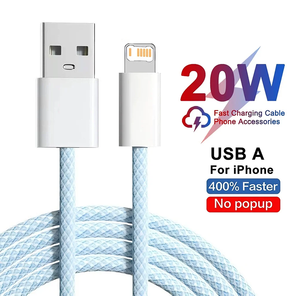 

20W Braided Fast Charging USB Cable For iPhone 11 12 Mini 13 14 Pro Max X XR XS 6 6S 7 8 Plus SE Rapid Charge Phone Cables 1m 2m