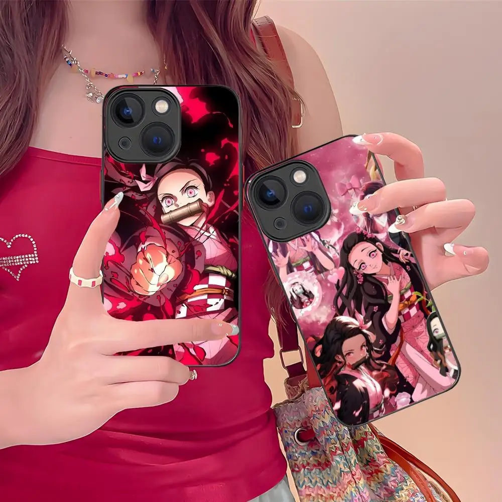 

Demon Slayer Nezuko Phone Case for iPhone 16 15 14 13 12 11 X XR XS 8 7 Pro Max Plus Mini Colour Printing Silicone Pretty Cover