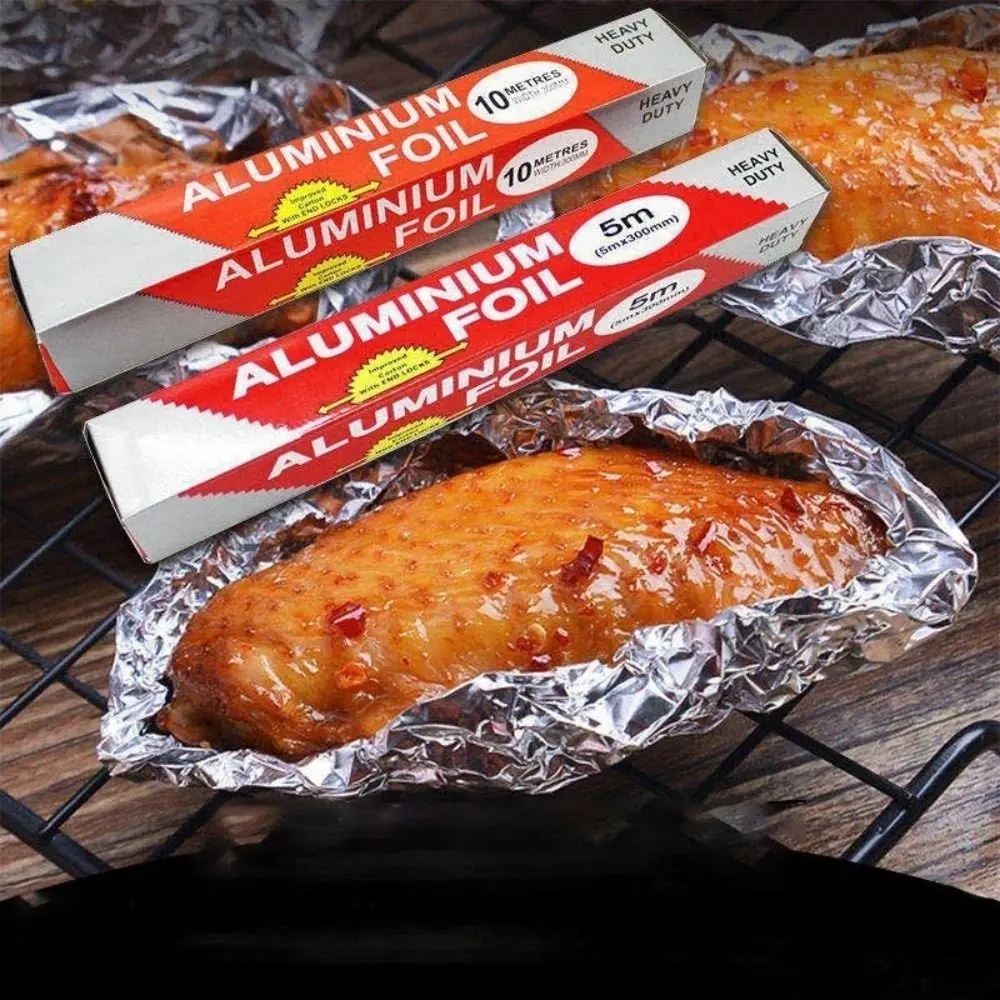 5M/10M/20M Aluminium Catering Tin Foil Thickened BBQ Accessories Baking Wrap Tin Foil Disposable Heat Safe Food Tin Foil