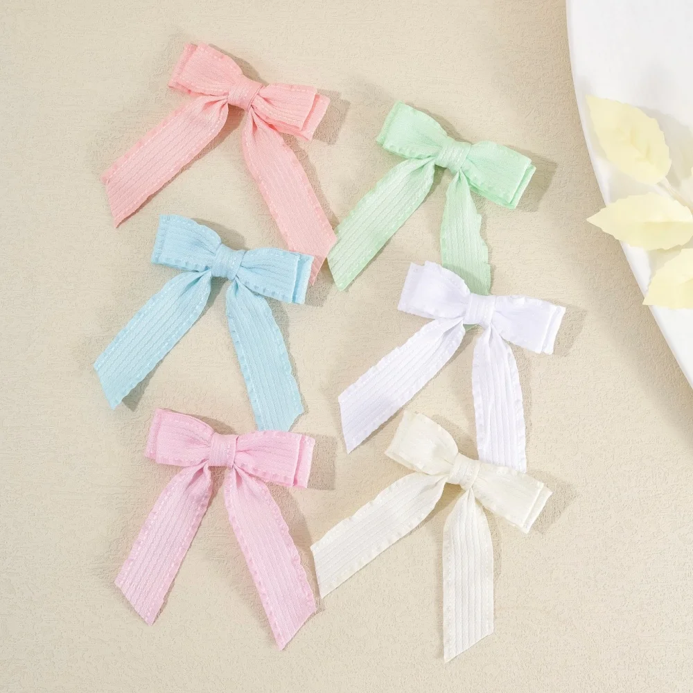

Cute Bow Hair Clips For Baby Girls Solid Color Long Tail Bow Barrettes Toddler Kids Sweet Hairpin Children Daily Decor Barrettes