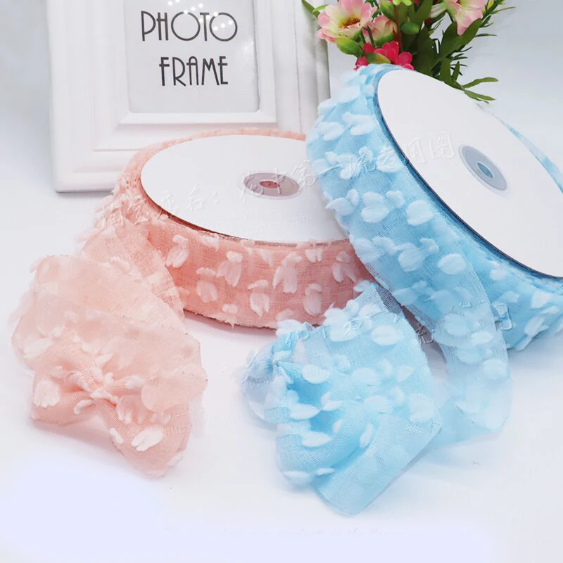 25 Yards 40MM Tulle Cloud Large Velvet Dots Ribbon DIY Handmade Materials Headdress Hair Bows Clothing Shoes Home Decoration