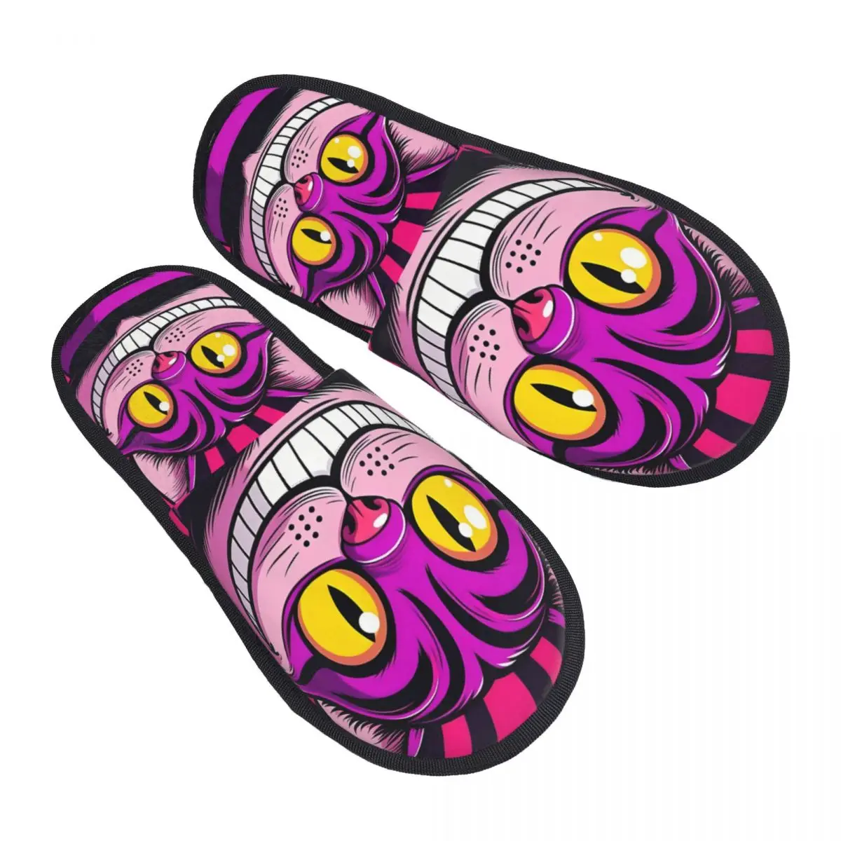 

Домашние тапочки с чеширским котом на заказ, женские удобные тапочки из пены с эффектом памяти, улыбающийся кот, без шнуровки, спа-тапочки