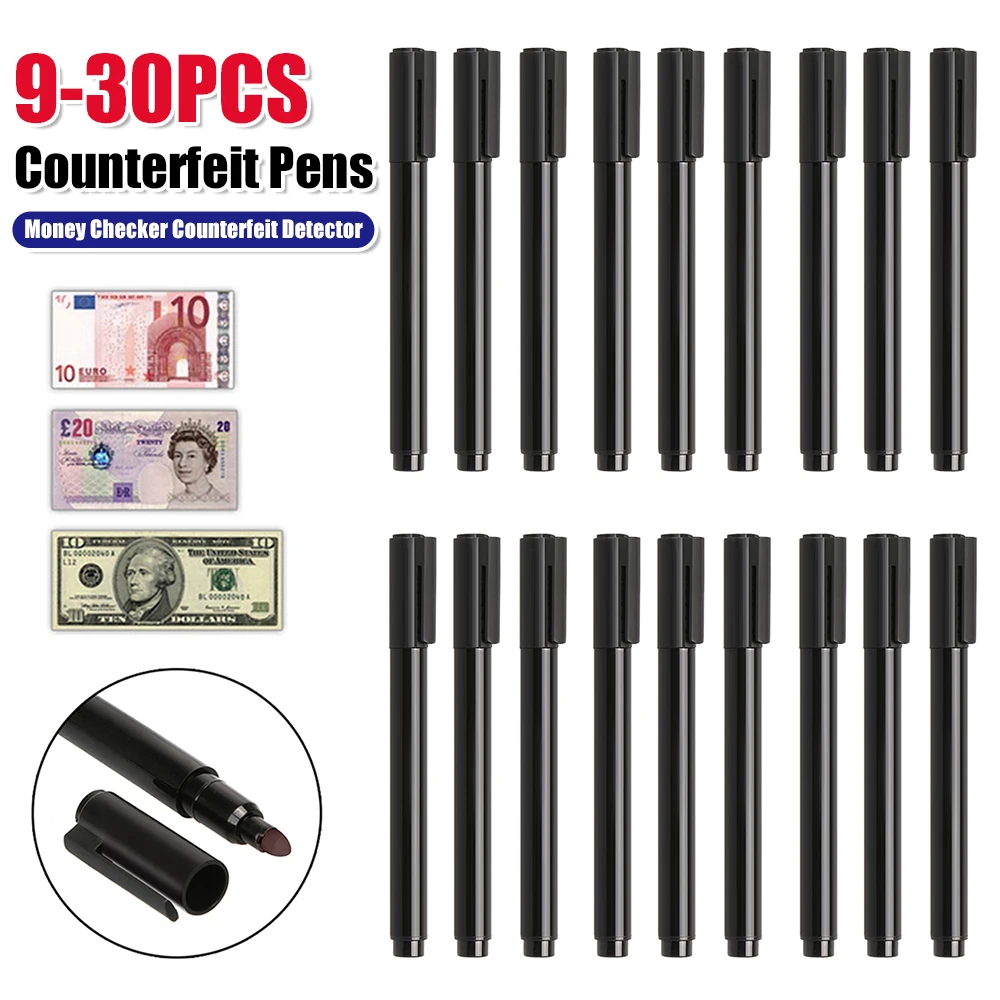 Black Plastic Counterfeit Bill Detector Pocket Size Fake Money Checker Portable Counterfeit Pens for Money Test
