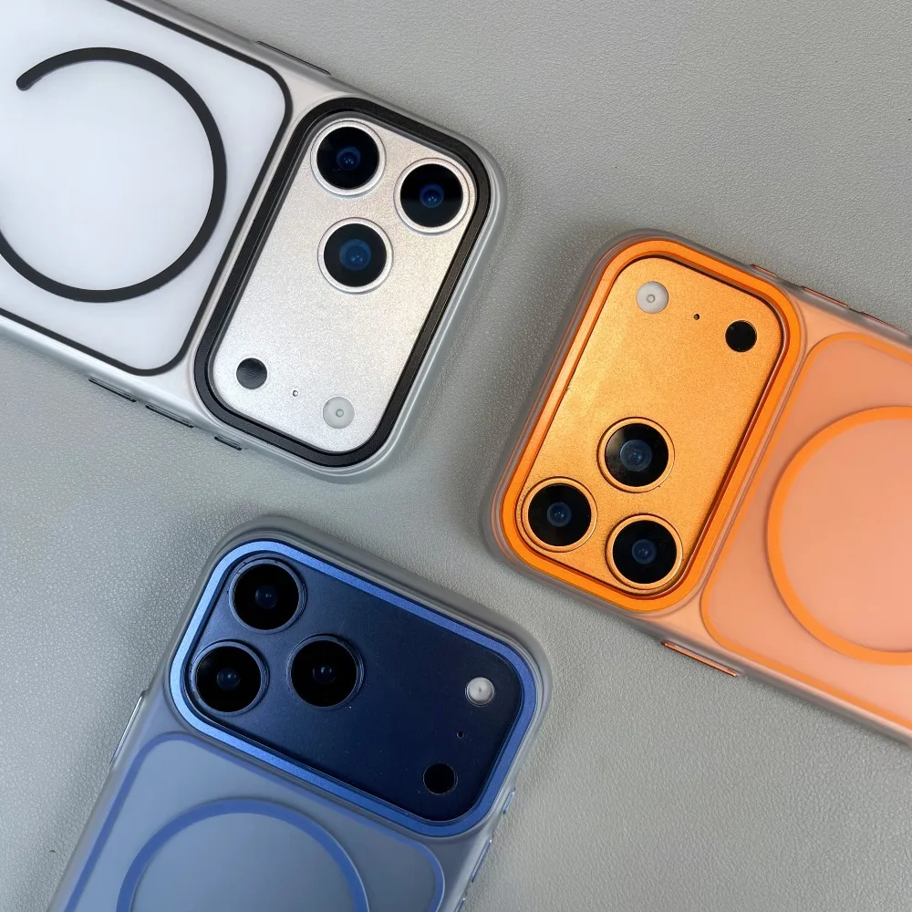 حافظة هاتف غير لامعة بسيطة لهاتف آيفون 17 برو ماكس، تصميم خطوط الصقيع، متوافقة مع MagSafe، غطاء حماية مضاد للخدش