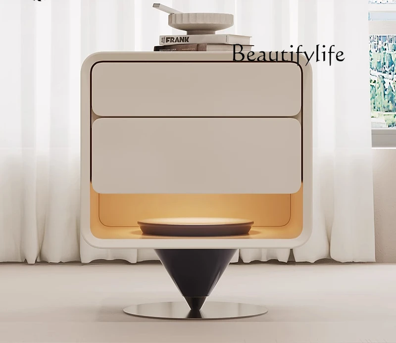 

yj5 Italian minimalist bedside table solid wood light luxury high-end storage cabinet