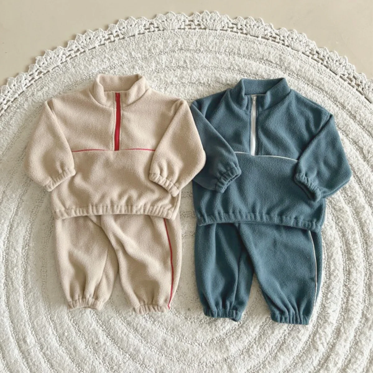 

2025 Winter New Baby Long Sleeve Clothes Set Boy Girls Fleece Sweatshirt + Pants 2pcs Suit Infant Plus Velvet Thick Warm Outfits