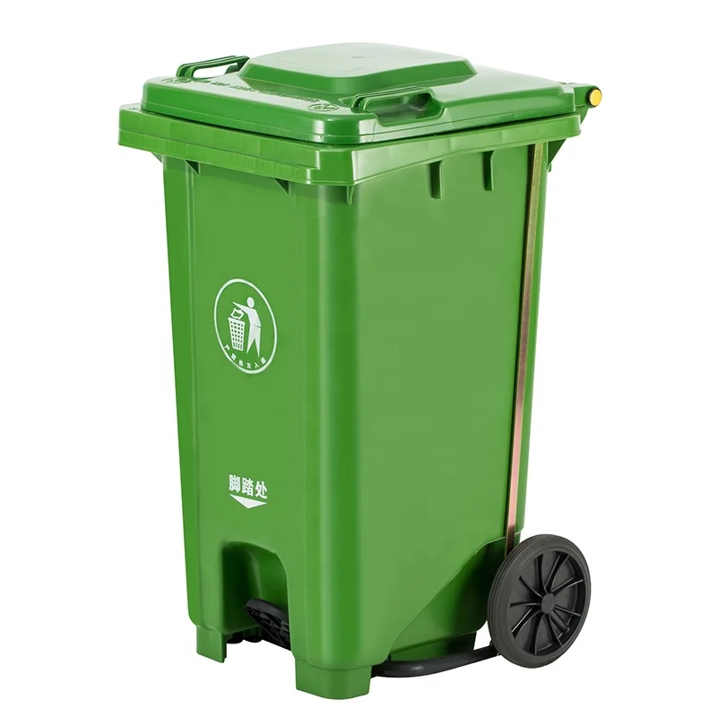 100L/120L/240L Foot pedal wheelie bins plastic waste bins mobile garbage container with customized logo