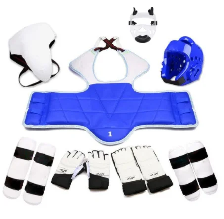 eight-piece Set Taekwondo Equipment Helmet Kickboxing Armor Guantes De Boxeo WTF Foot Gloves Game Equipment Capacete