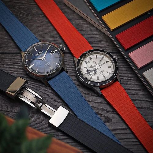 Imagen 2 del producto Correa de reloj de goma FKM con mosaico de todas las tallas de 18mm a 24mm para correa de reloj Rolex Cartier IWC Apple con liberación rápida