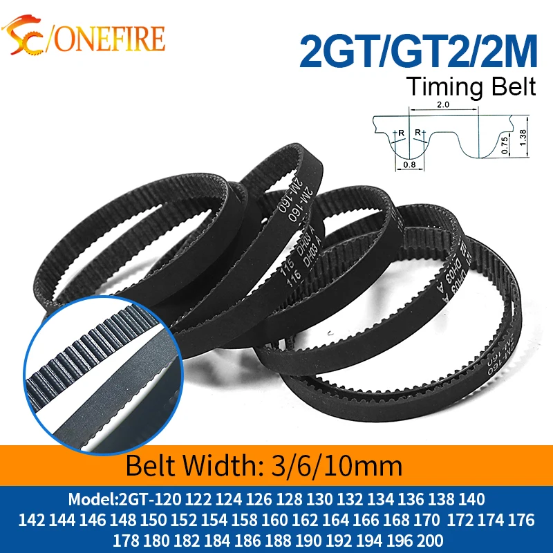 2GT Closed Loop Rubber Timing Belt Length 120-200mm Width 3/6/10mm 3D Printer Parts G2M Synchronous Belt GT2 Drive Toothed Belt