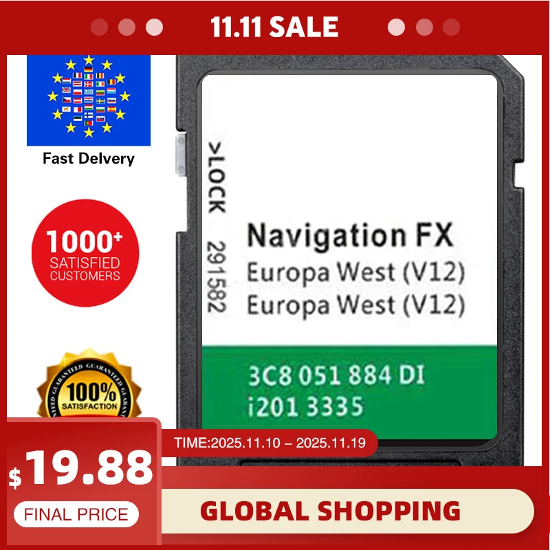 

SD Card 3C8051884DI Navigation V12 Europa RNS 310 Navigationssystem FX Navi Software for Original VW Update
