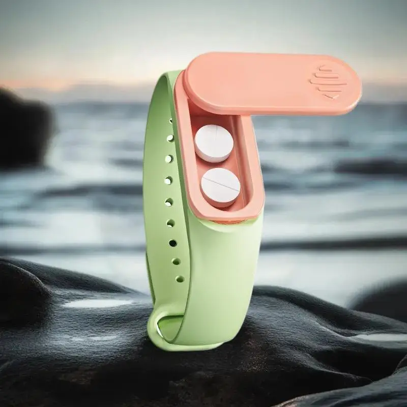 Ultra Portable Medicine Box Wristband With 360 Rotation And Lock Storage Box For Elderly And Children