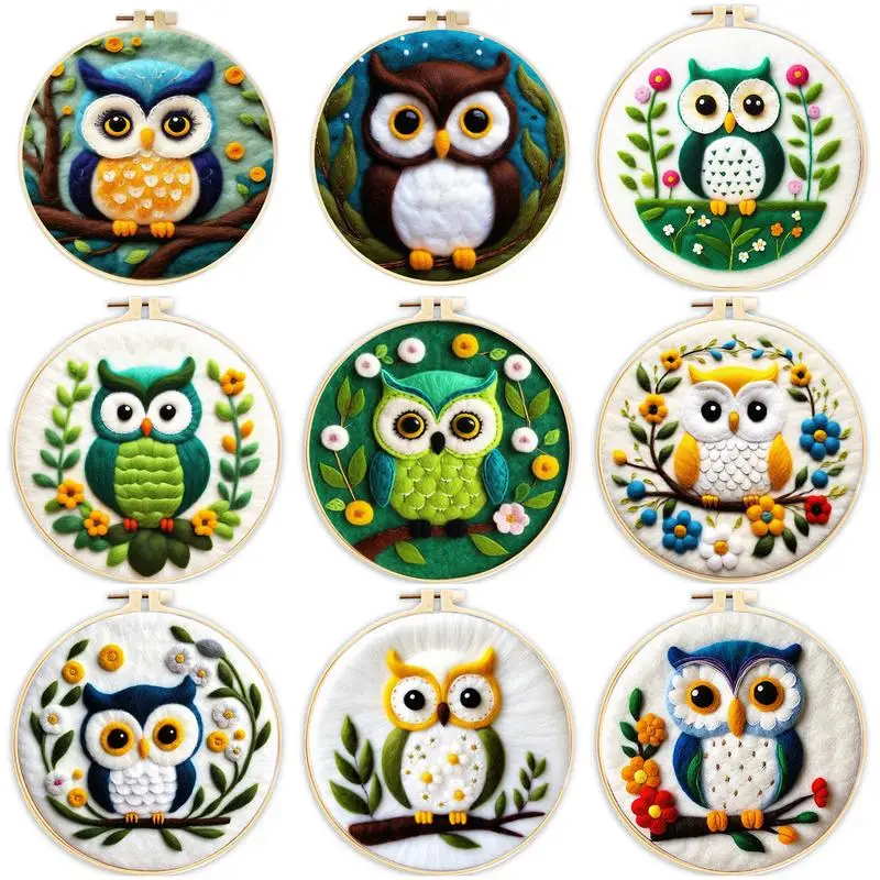 

RUOPOTY Wool Felt Diy Felting Kits For Beginners Animals Owl Craft Toys Craft Supplies Worsted Wool Needle Felting Kit Painting