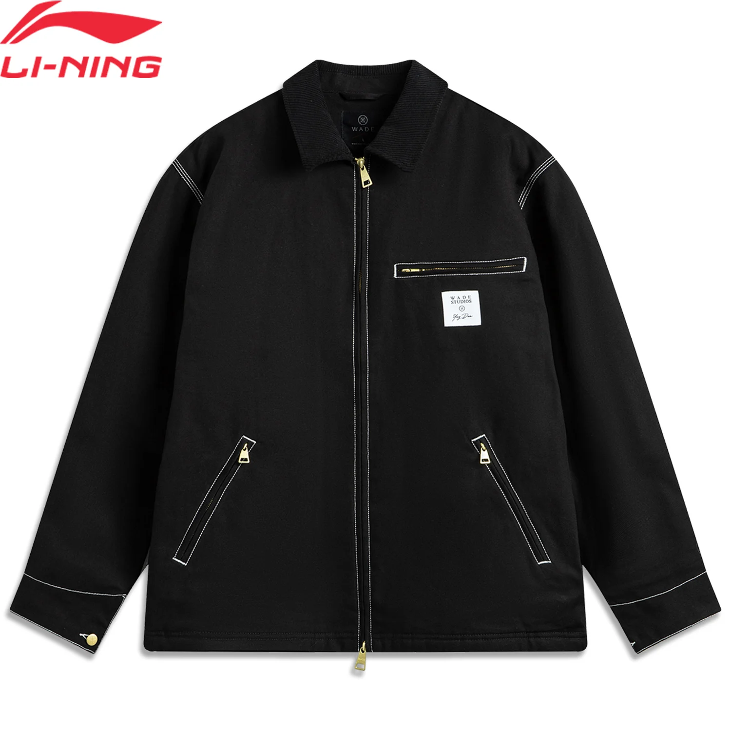 Li-Ning Men's Wade Waist-Length Padded Jackets Loose Fit Zipper Design LiNing Leisure Stylish Padded Coats AJMU281