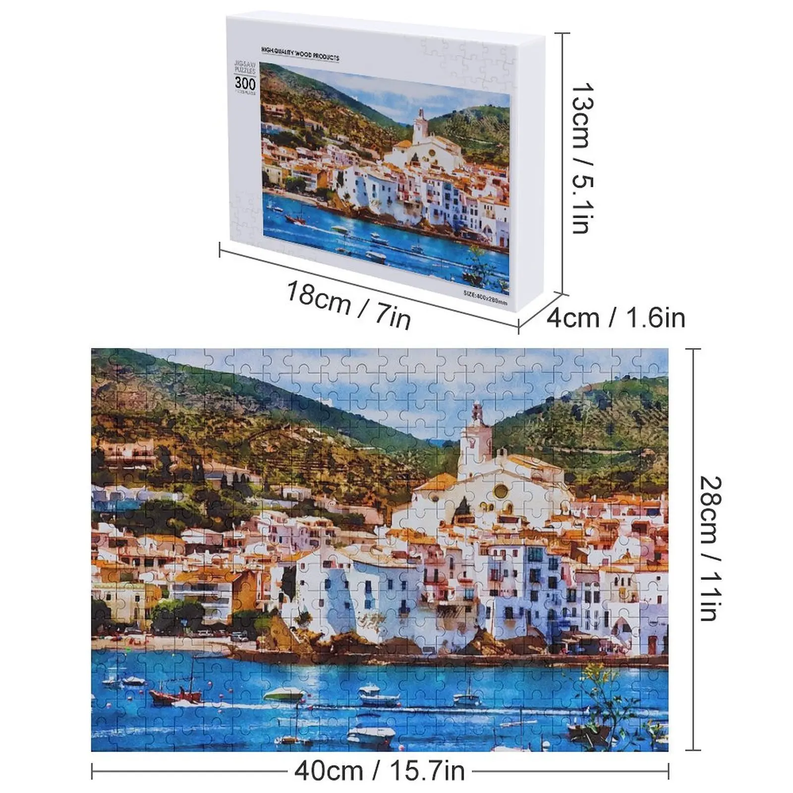 Cadaqués, Espanha vista cênica quebra-cabeça animais de madeira nome personalizado nome brinquedo de madeira quebra-cabeça