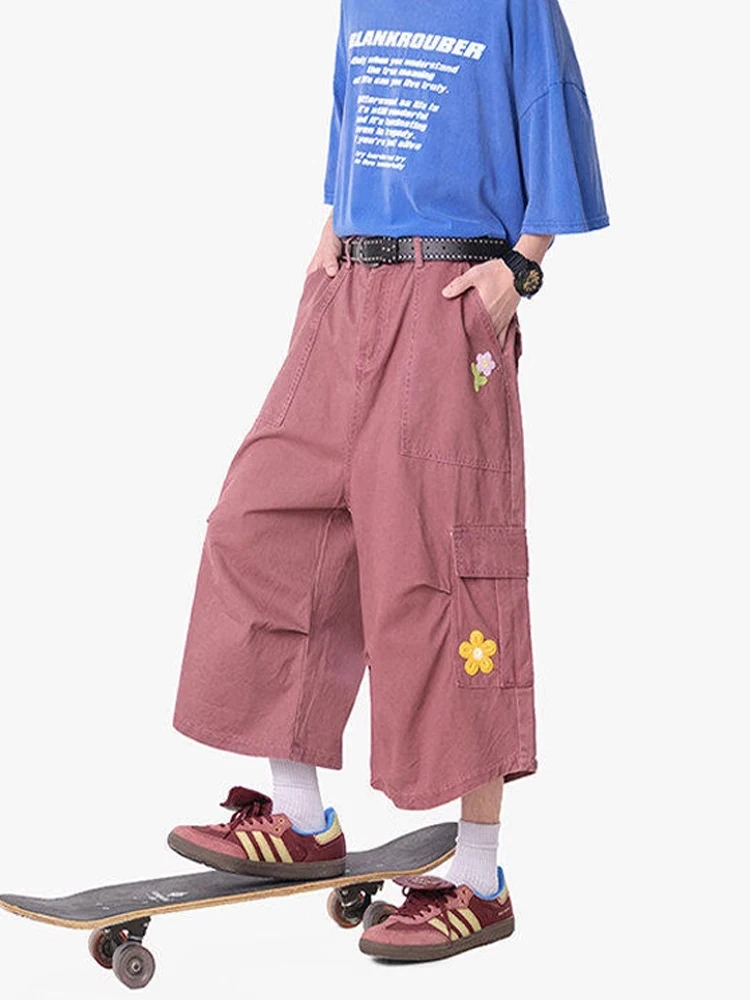 

Винтажные повседневные мужские брюки длиной 7/8, рабочая одежда цвета красного вина, свободный крой, прямые брюки, летние брюки для отдыха, бренд TiaoTa