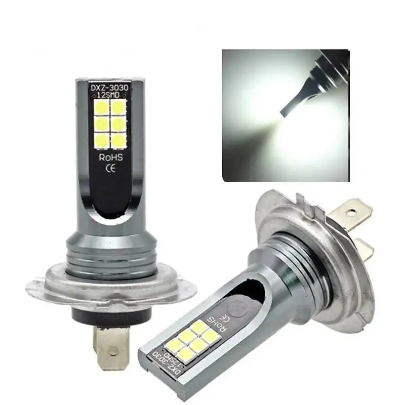 2PC H7 Bulb Beam Kit 12V-24V 55W High Power LED Car Light Headlamp 6000K Auto Headlight Bulbs DRL White