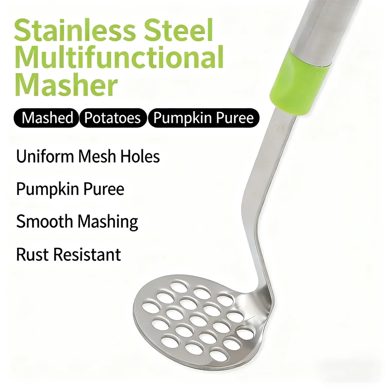 

1Pcs 316Stainless Steel Garlic Press - Multifunctional Manual Masher for Potato & Meatball - Practical Kitchen Gadget
