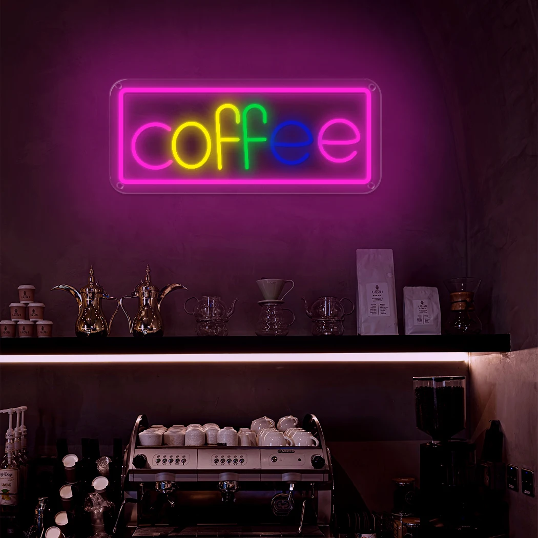 Coffee Neon Sign Light USB/Battery Led Neon Lamps for Bar Cafe Restaurant Party Art Wall Decor Window Hanging Night Lights Ambie