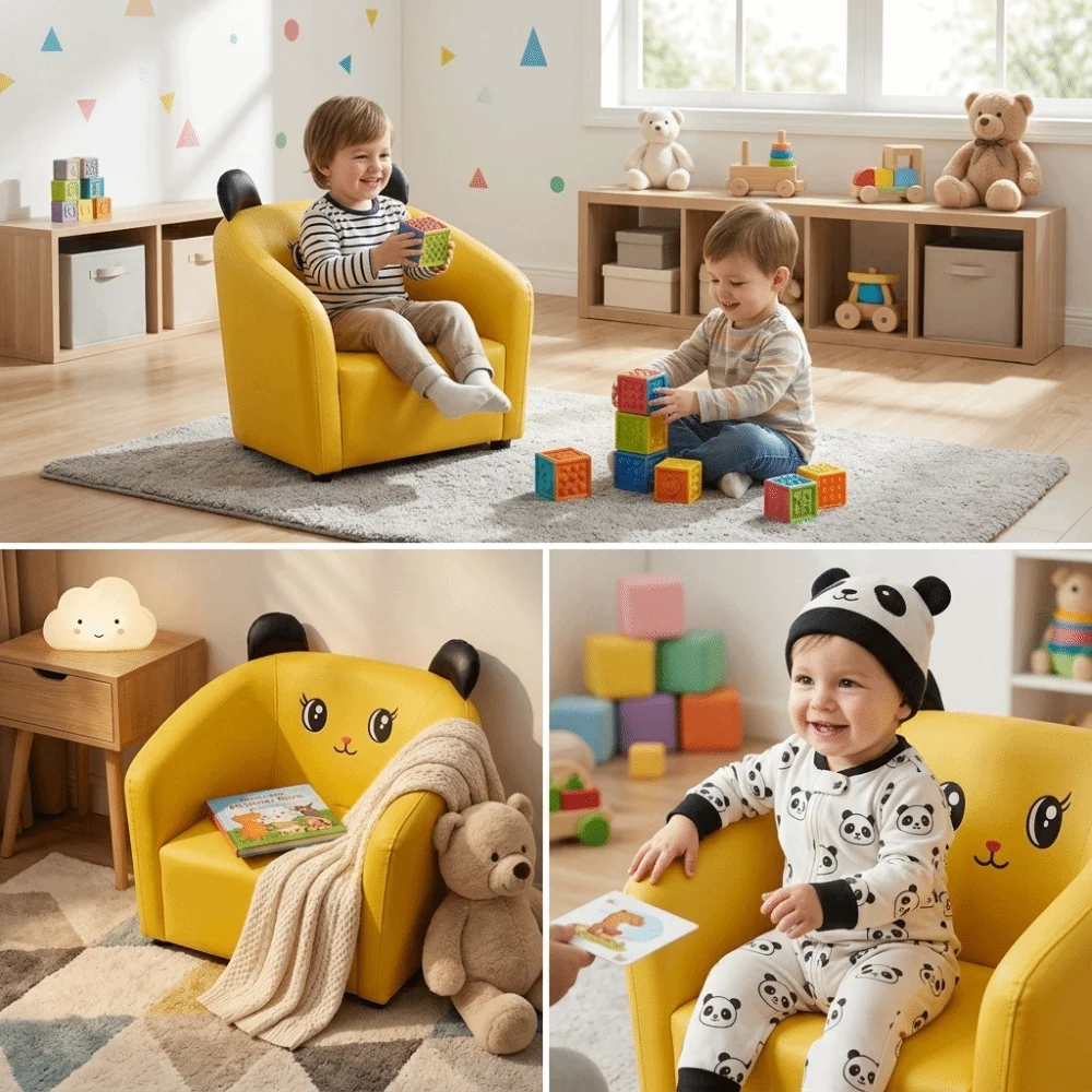 Compact Size Sofa Chair -Friendly Size Cartoon Design Children Seating Furniture Lightweight Structure Small Couch Seat image 3