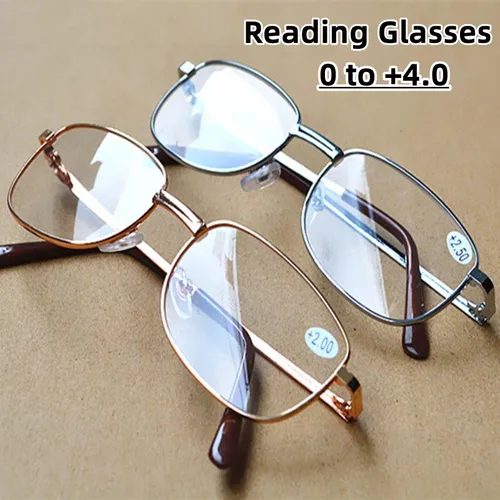 Gafas de lectura con montura metálica Unisex, gafas graduadas Vintage para presbicia, gafas para hipermetropía, dioptrías de 0 a + 4,0 para hombres y mujeres