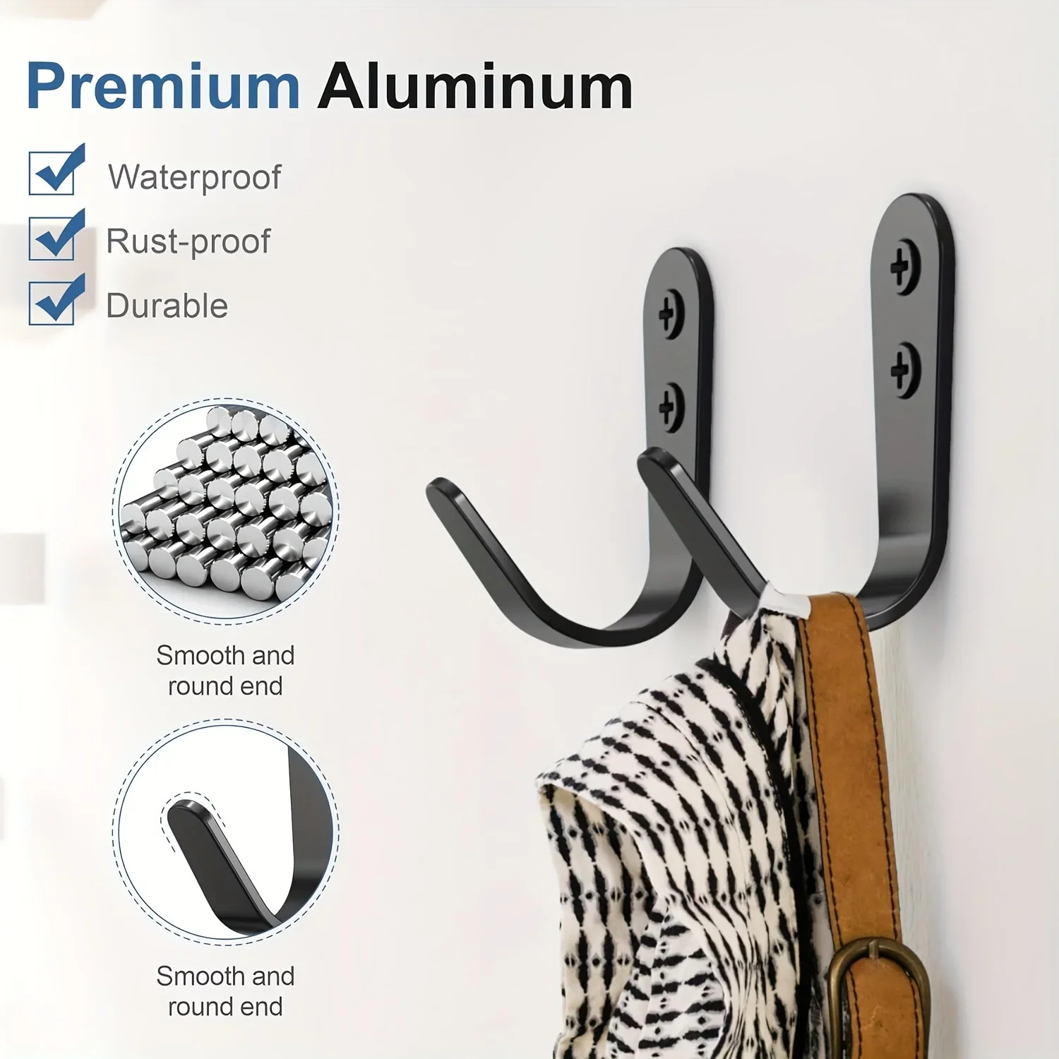 

10 piece modern metal wall hanging hook with 24 screws - easy to install, rust proof multifunctional suspension