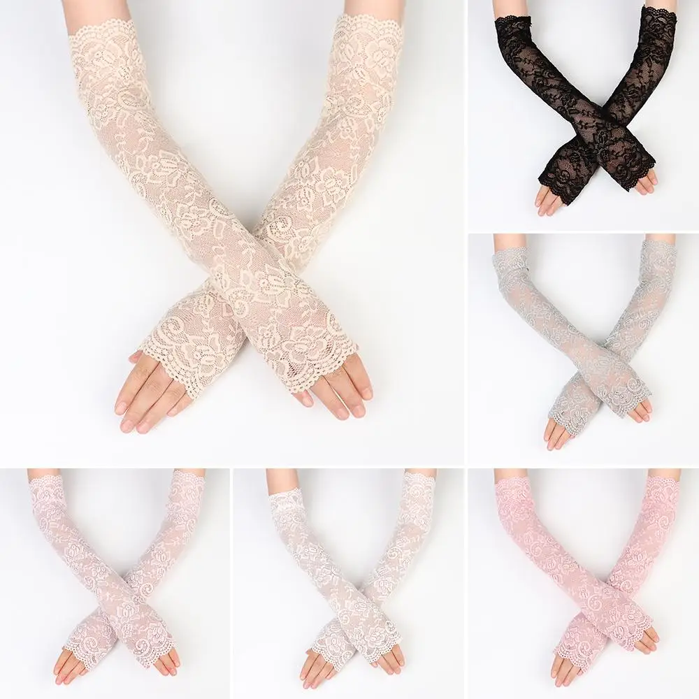 1 Pair Fashion Summer Sunscreen UV Protection Fingerless Driving Gloves Arm Sleeve Mittens Ice Arm Cuffs Arm Cover