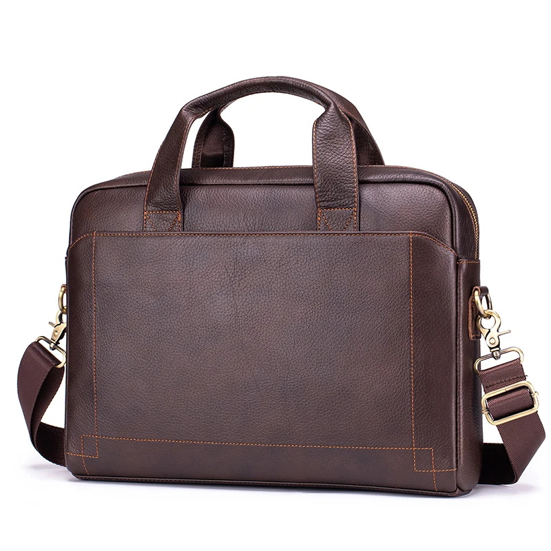 Genuine Leather Men's Business Briefcase Large Capacity Laptop Bag Multi Pockets Durable Office Work Handbag