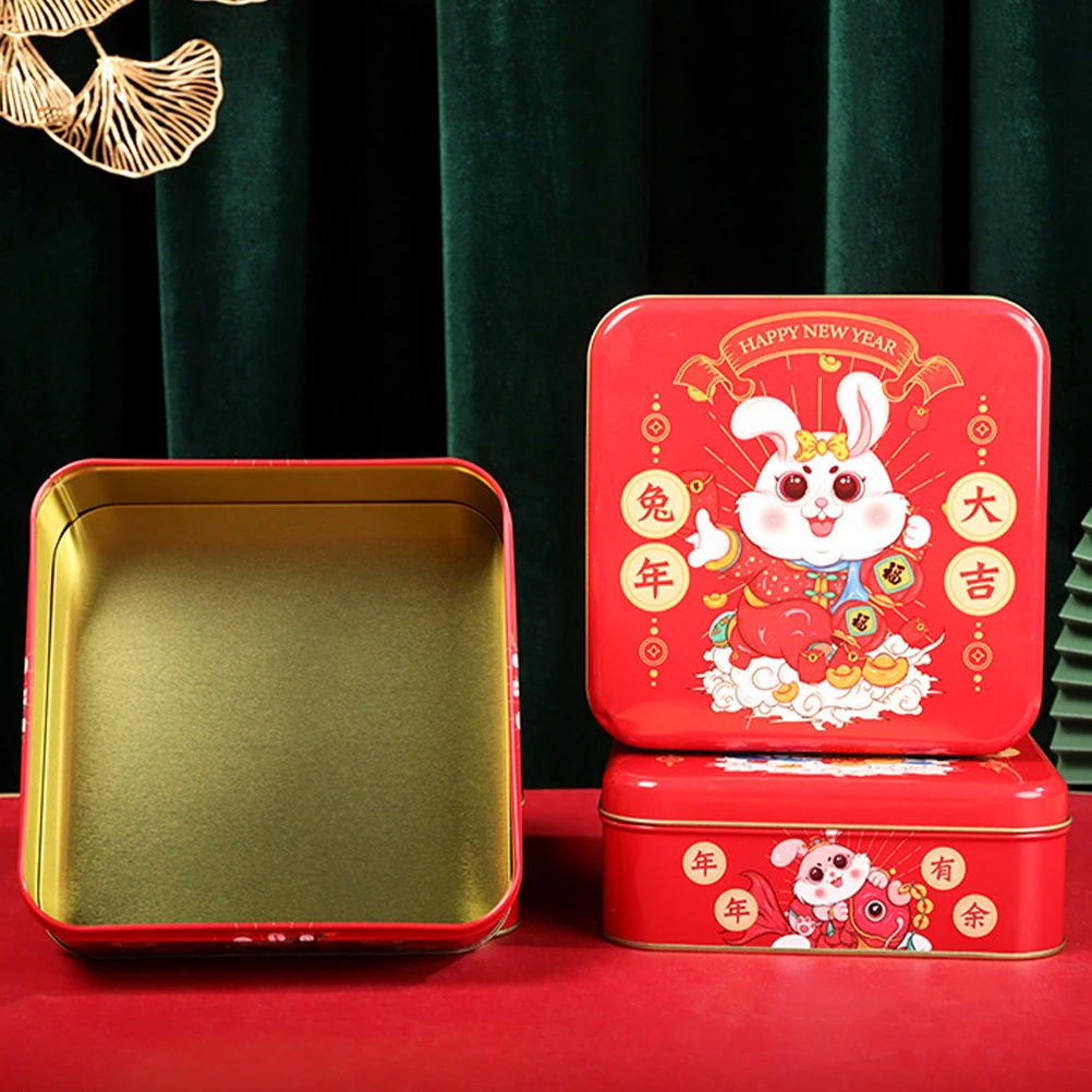 

Storage Box Lovely Rabbit Iron Packing Container for Chinese New Year Party Favor Cookies Biscuit Tin Sugar Case Box