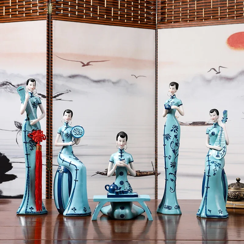 

Cheongsam ladies new Chinese high-end ornaments artist residence in the entrance wine cabinet Bogu