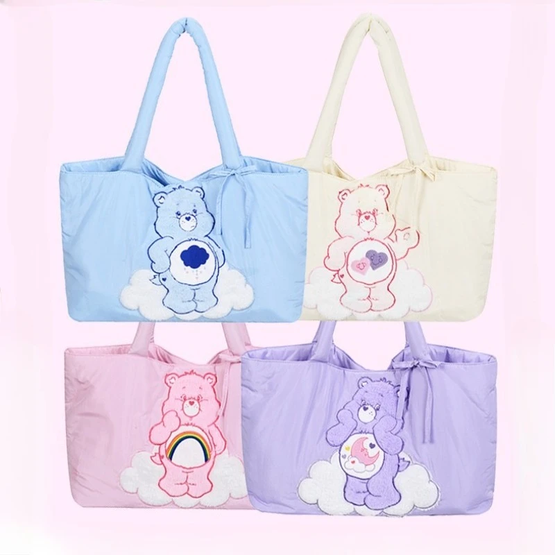 Original Carebear Regenbogen-Bär Große Kapazität Schultertasche Modische Gesteppte Baumwoll-Umhängetasche Urlaubsgeschenke