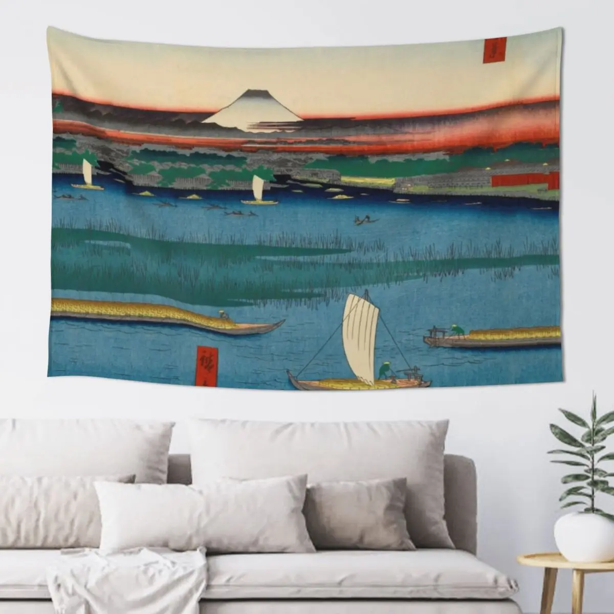 Sailing on the Sumida River Vintage Ukiyo-e Japanese Art Tapestry Bedroom Organization And Decoration Wall Decoration Tapestry