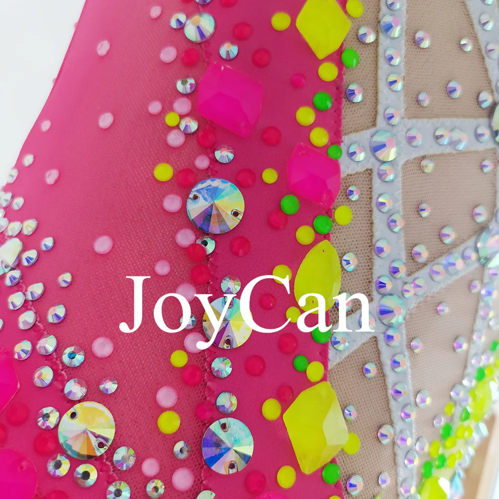 JoyCan Rhthmic Mallas de gimnasia para niñas y mujeres, ropa de baile elegante de LICRA rosa para competición