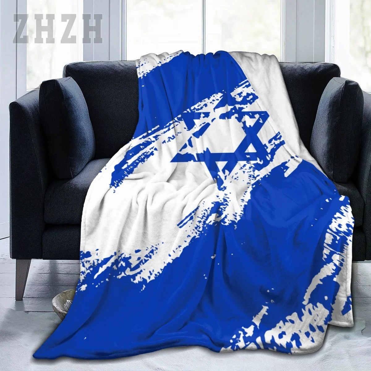 Blanket Israel Flag Color Flannel Multifunction Camping Sofa Cover Keep Warm