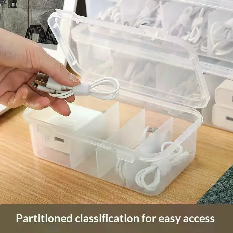 Transparent Data Cable Organizer Case Classification Dustproof Card Organizer With Lid Clutter Collection Box For Office Home