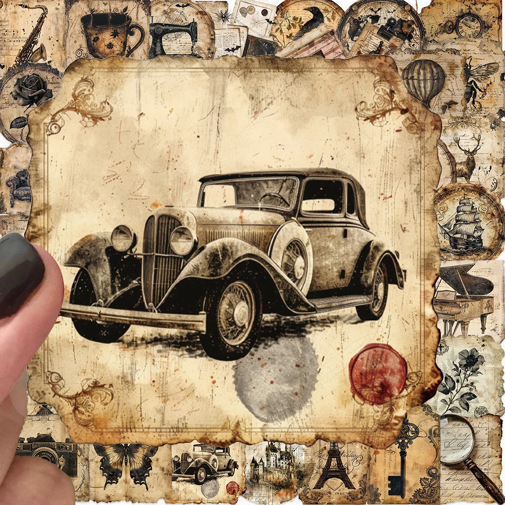 10/30/50pcs Creative Retro Label Graffiti Stickers Painting Manuscript Transparent Decals for Stationery Guitar Cool Sticker Toy