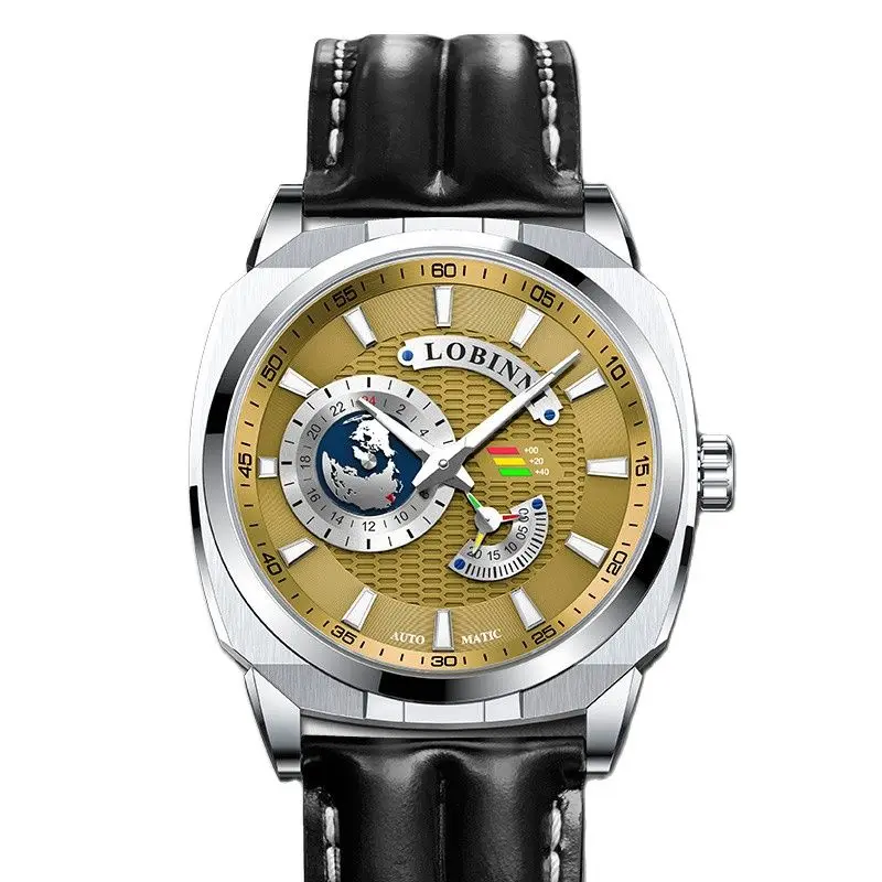 LOBINNI Japan MIYOTA Automatic Mechanical Sapphire Watches for Men 50M Waterproof Luminous Square L16071 Luxury Brand Clock