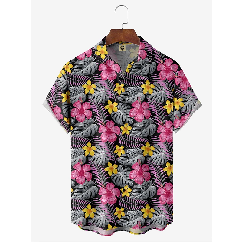 Bloemen Shirts Heren Hawaii Shirts Vakantie Feest Blouse Cuba Stijl Revers Strandshirt Bloem Hemd Met Korte Mouwen Dames Kleding