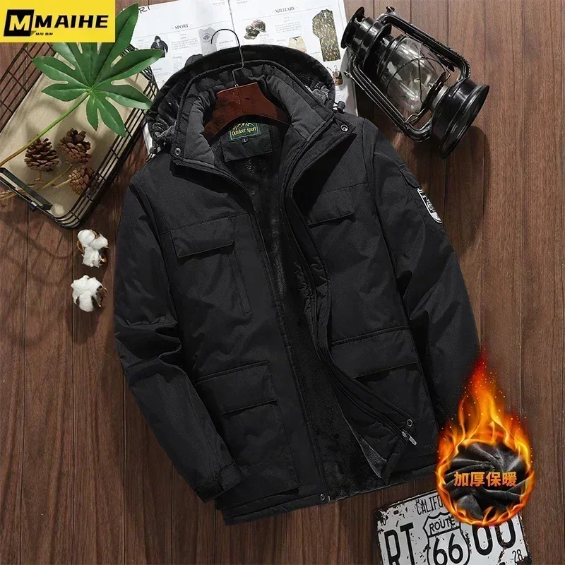 Parka de sport imperméable pour homme, veste à capuche avec poignées amovibles, manteau de ski résistant au froid, optique chaude, grande taille 9XL, hiver