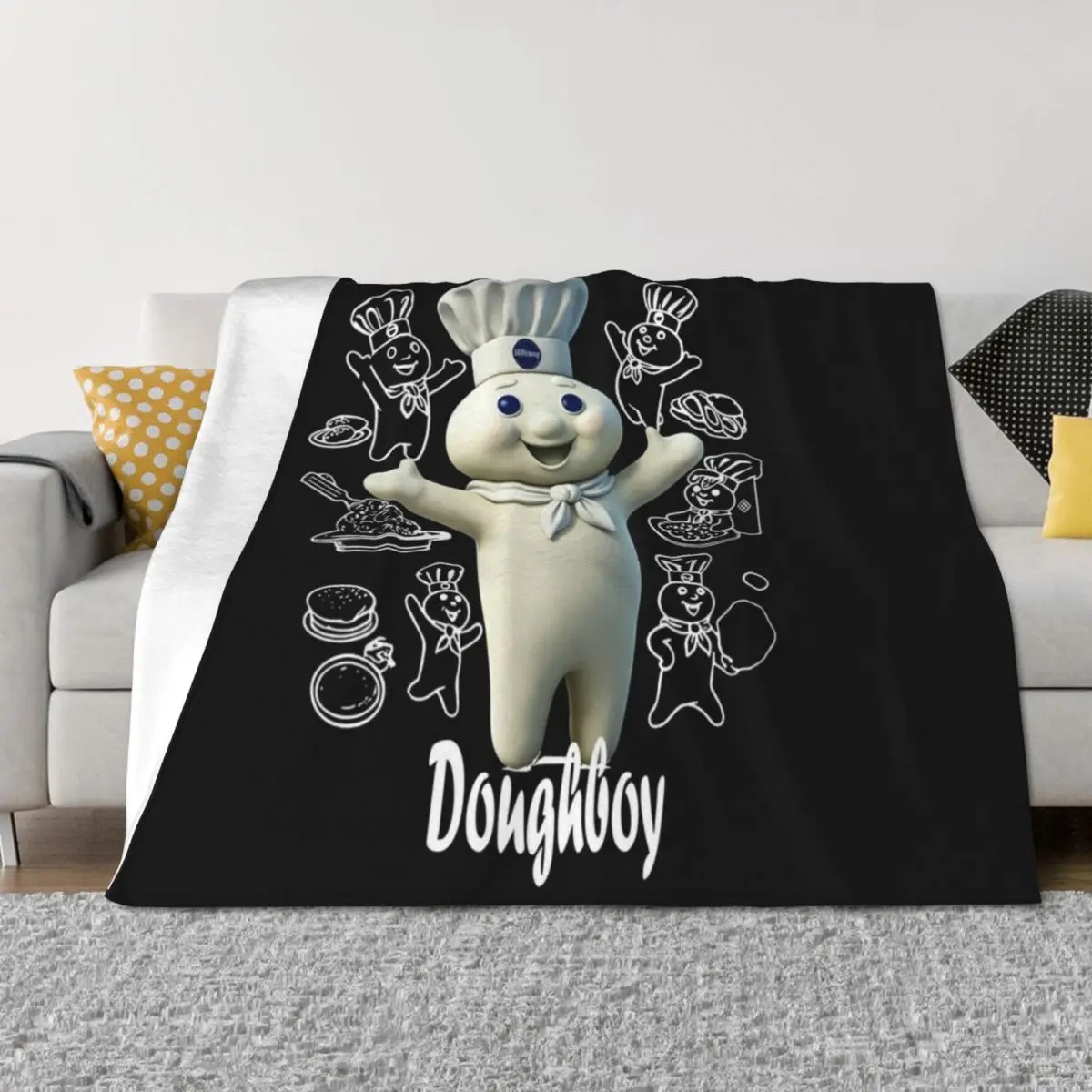 

Pillsbury Doughboy Funny Design The Dough Baking Costume Throw Blanket Travel Luxury St Warm Soft Plaid Blankets