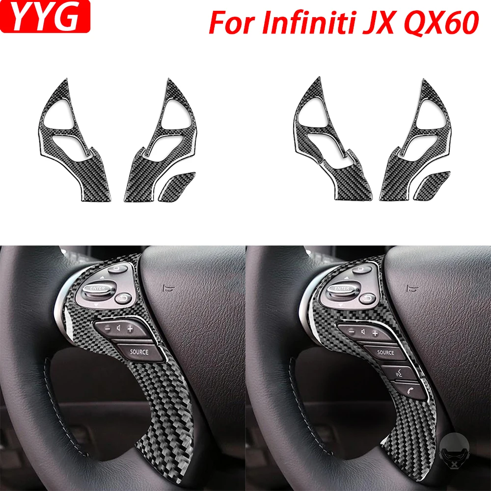 

For Infiniti JX 2013 QX60 2014-2016 Real Carbon Fiber Steering Wheel Button Panel Trim Cover Interior Car Accessories Sticker