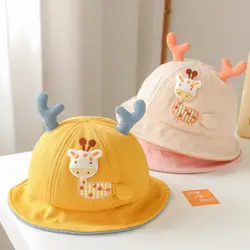 New Baby Bucket Hat With Ears Cute Cartoon Animals Baby Boy Girl Sun Cap Infant Toddler Fisherman Hat