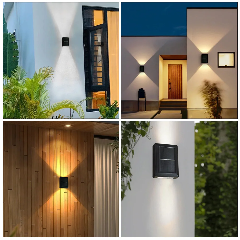 

2pcs Solar Wall Light Outdoor Waterproof Dual-Head Led Garden Lights Decor Backyard Landscape Yard Solar Light Fixtures