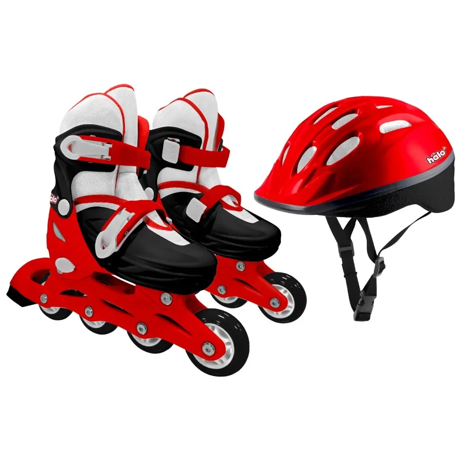 

Jr. 3-Piece Adjustable Inline Skates Combo Set - Red - Skates and Helmet- Youth-Junior Sizes 12-2